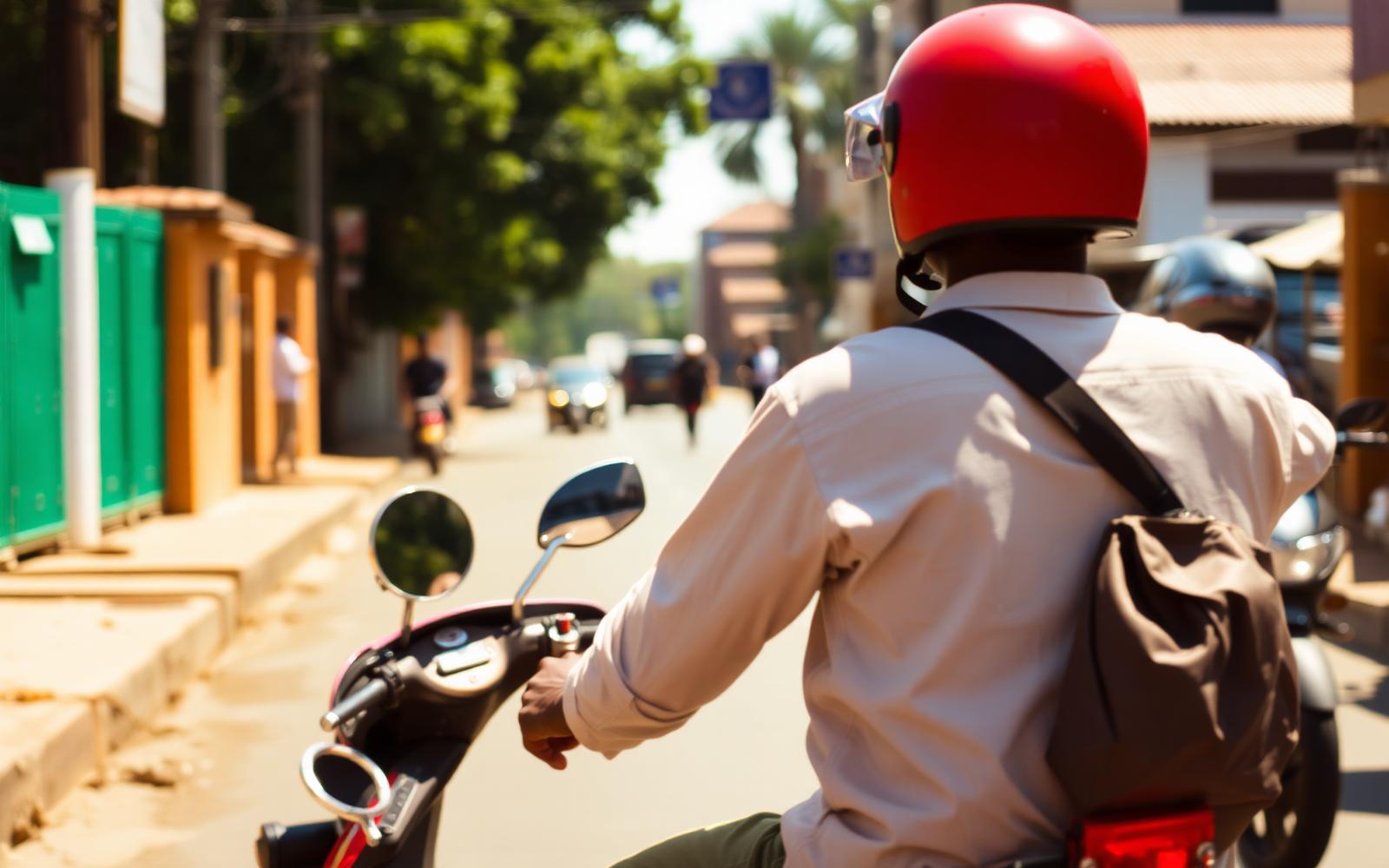 Tanzanian boda boda rider on the street